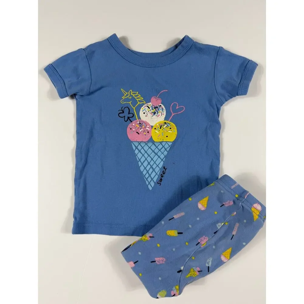 Baby Gap Ice Cream Pajama Set Blue Short Sleeve Size 3 Years